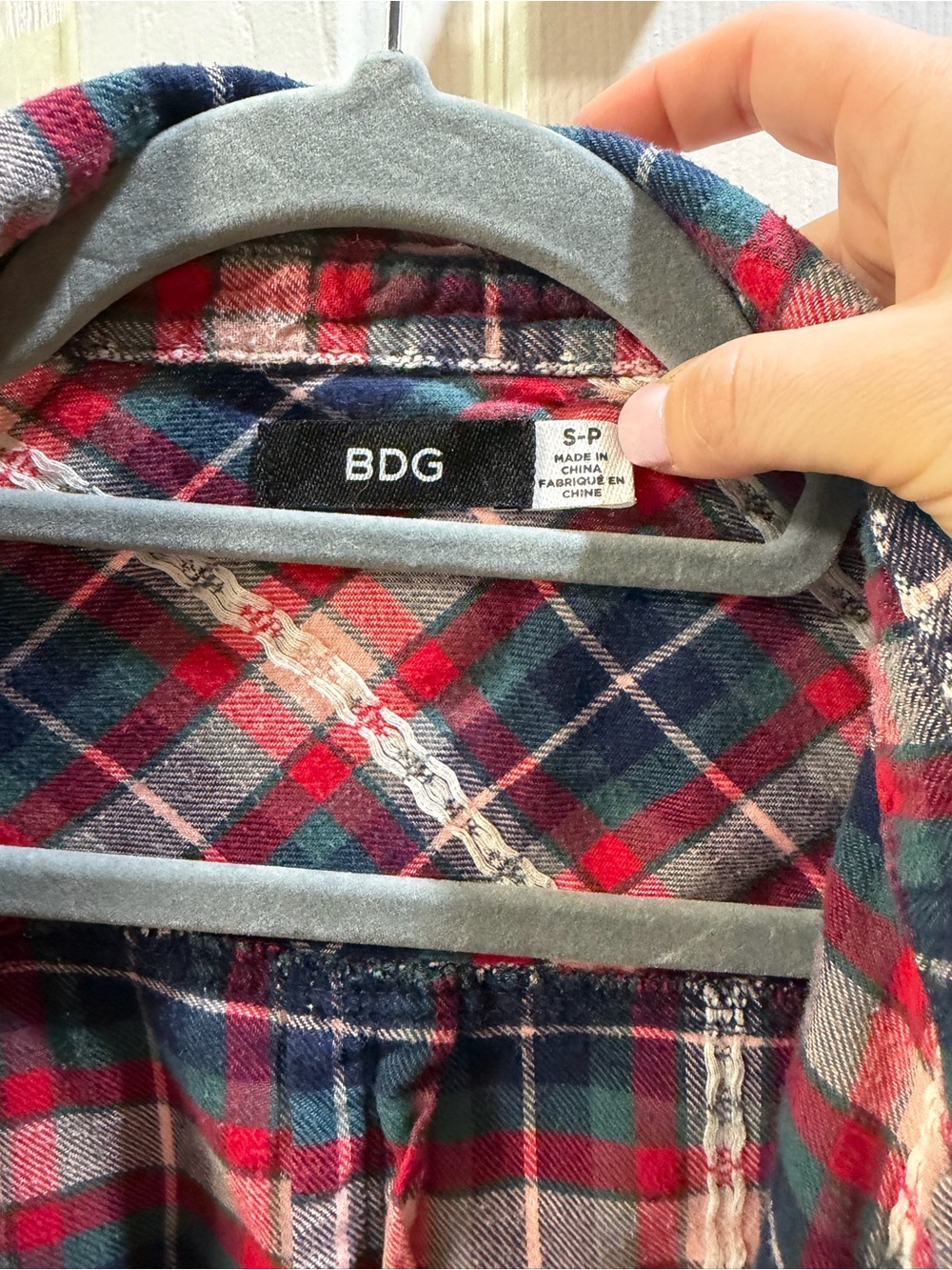 BDG Red, Navy & Green Plaid Button-Up Shirt - Picture 3 of 9